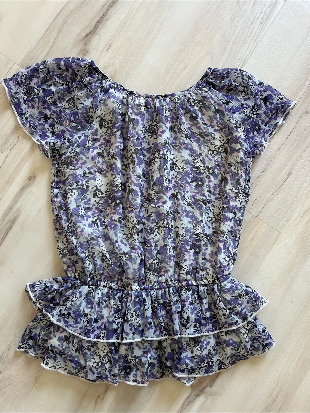 Epic Threads Purple Floral Ruffle blouse - Picture 3 of 3